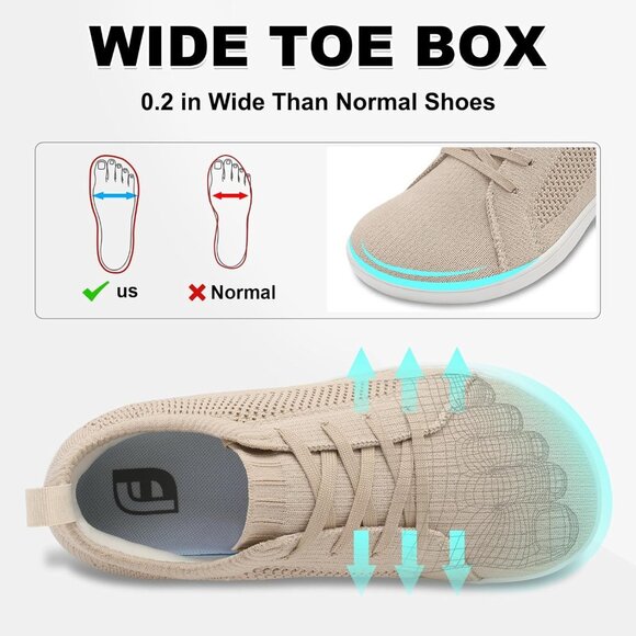 Brand New Women Khaki Rubber JIASQUI Barefoot Shoes Minimalist Sneakers Running - Picture 2 of 6